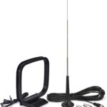 Bingfu Magnetic Base Telescopic FM Antenna and AM Loop Antenna for Pioneer Onkyo Yamaha Marantz Indoor Digital HD Radio FM Bluetooth Home Stereo Receiver AV Audio Video Home Theater Receiver Tuner