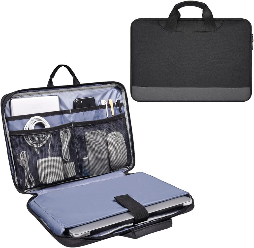 14 15 Inch Waterproof Laptop Sleeve Men Women TSA Briefcase for MacBook Pro 14 M5/M4/M3/M2/M1, Macbook Air 15 M4/M3, Dell Inspiron 14/XPS 15, Lenovo Acer HP ASUS Chromebook 14 Carring Case, Black