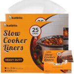Katbite Crock Pot Liners, Heavy Duty Pop-Up Slow Cooker Liners, 13″ X 21″ Large Size Disposable Cooking Bags, Regular (Fits 3-8.5 Quarts) Suitable for Oval & Round & Retangular Crock Pot, 50 Count