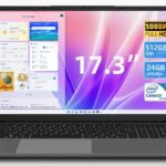 17.3 Inch Windows 11 Laptop Computer with 24GB RAM 512GB SSD, Celeron N5095 CPU(Up to 2.9GHz), 16:10 FHD IPS 1920×1200 Display, Bluetooth 5.0, USB 3.0, Type-C, Portable Thin Business Student Laptops