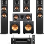 Klipsch Reference 5.2 Home Theater System, Bundle with 2X R-625FA Floorstanding Speaker, 2X R-12SW Subwoofer, R-52C Center Channel, R-41M Bookshelf Speaker Pair, 7.2-Channel Receiver, Black