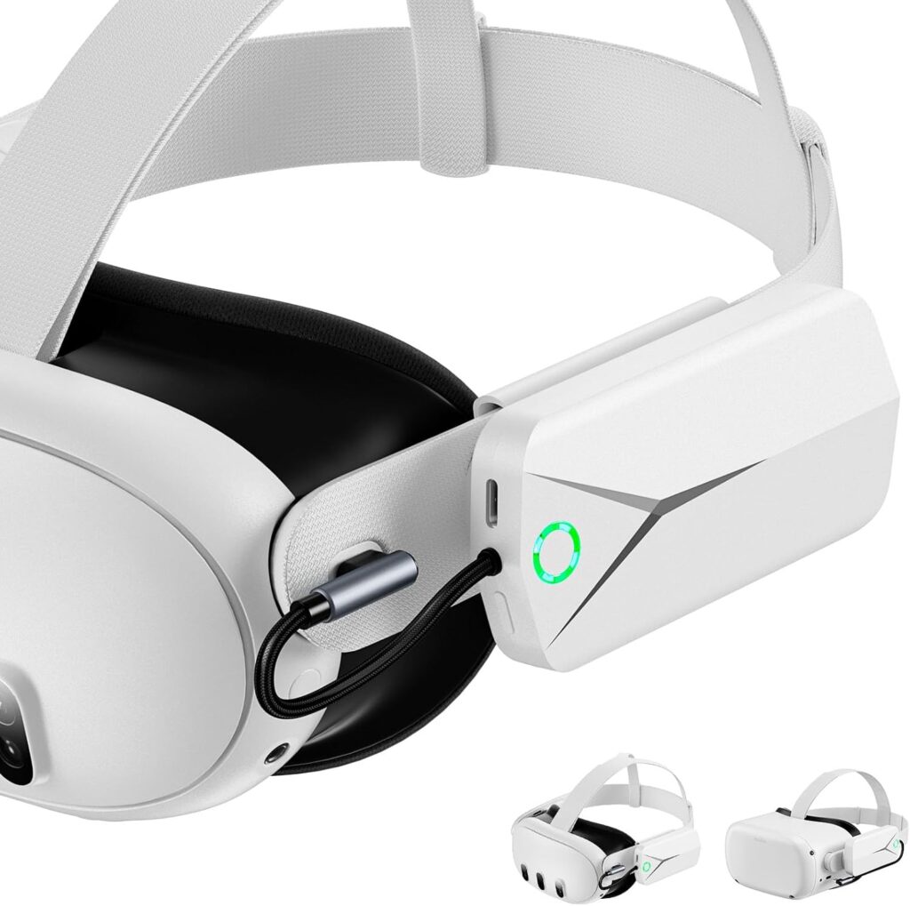 Battery Pack for Oculus Quest 3 and 2, Accessories for Meta Quest 2/3, 5000mAh Extended Battery Charger Compatible with Meta Oculus Quest 2/3 Original Strap and Elite Strap Lightweight VR Accessories