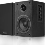 Bluetooth Bookshelf Speakers, 40W X 2 Record Player Speakers with 4″ Carbon Fiber Woofer and a 1″ Silk Dome Tweeter, Computer Speakers with BT5.3/RCA/USB-C Input for PC and TVs, Black