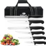 Mossy Oak Kitchen Knife Set, 6 PCS Chef Knives with Roll Bag, Sharp Stainless Steel Camping Knife for Cutting Meat, Fruits & Vegetables, Practical Gifts Knife Set for Women Men Cooking Lovers