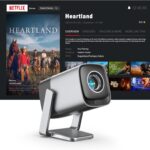 [Official Netflix & Real-time Focus] Mini Projector with WiFi and Bluetooth, XuanPad 1800 ANSI Smart Projector 4K Support, Dolby Audio & Keystone Projector, 210° Rotatable Stand for Home Projector