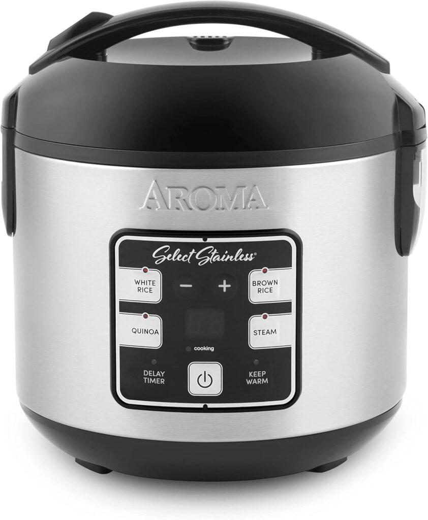 Aroma Housewares Select Stainless Digital Rice & Grain Multicooker, Rice Cooker 4 Cup uncooked, (ARC-914SBDS)
