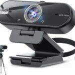 1080P Full HD Webcam with Auto Focus, 60fps, Dual Noise-Canceling Mics, Adjustable 110° FOV, 360° Rotation, Privacy Cover, USB Plug & Play,Webcam for PC, Desktop, Laptop