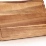 17″ Best Solid Acacia Wood Cutting Boards for Kitchen Meat Large Wooden Charcuterie Board Food Non Toxic Hardwood Chopping Boards with Juice Groove Thick Butcher Block Big Bread Serving Cheese Board