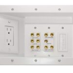 Legrand – OnQ Home Theater Connection, Recessed TV Outlet Supports 5.1 Speaker System, In Wall TV Power Kit Hides Cords, TV Outlet Box Works with All Plugs, TV Outlet Wall Kit, White, HT2103WHV1