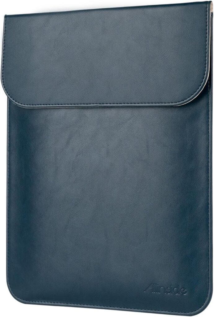 Allinside 15-16 inch Laptop Sleeve Case Compatible with MacBook Air 15 2023-2025/MacBook Pro 16 2021-2024, Waterproof PU Leather Laptop Sleeve Bag Protective Vertical Case Cover, Blue