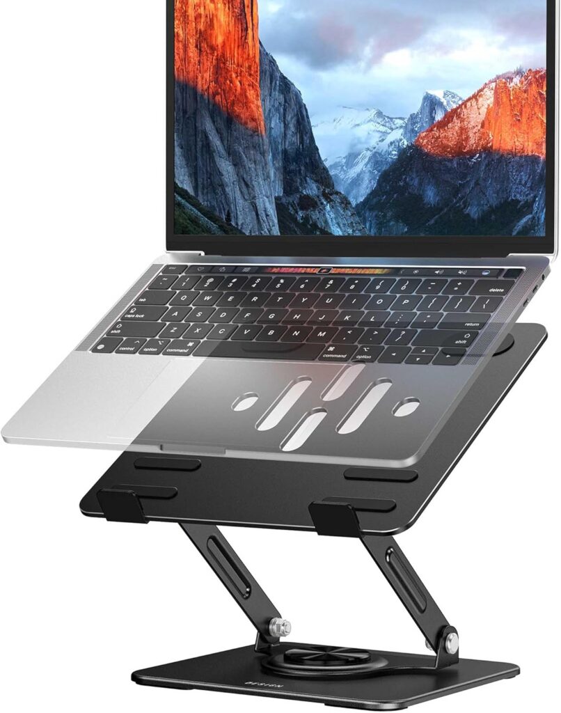 BESIGN LS11 Laptop Stand with 360° Rotating Base, Ergonomic Adjustable Notebook Holder, Riser Holder Computer Stand Compatible with Air, Pro, Dell, HP, Lenovo More 10-14″ Laptops (Black)