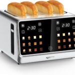 Toaster 4 Slice with TouchScreen, Memory Function & Single-Slot Focus, Keenstone 1800W Smart Digital Toaster for Ultimate Control, Wide Slot to Reheat & Defrost Bagels, Bread, Waffles, Stainless Steel
