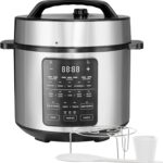Simple Deluxe Electric Pressure Cooker, Non-Stick 12-in-1 & 6QT Stainless Steel Multi Cooker for Slow Cook, Meat Stew, Cake, Porridge, Multigrain, Dishwasher Safe, Silver
