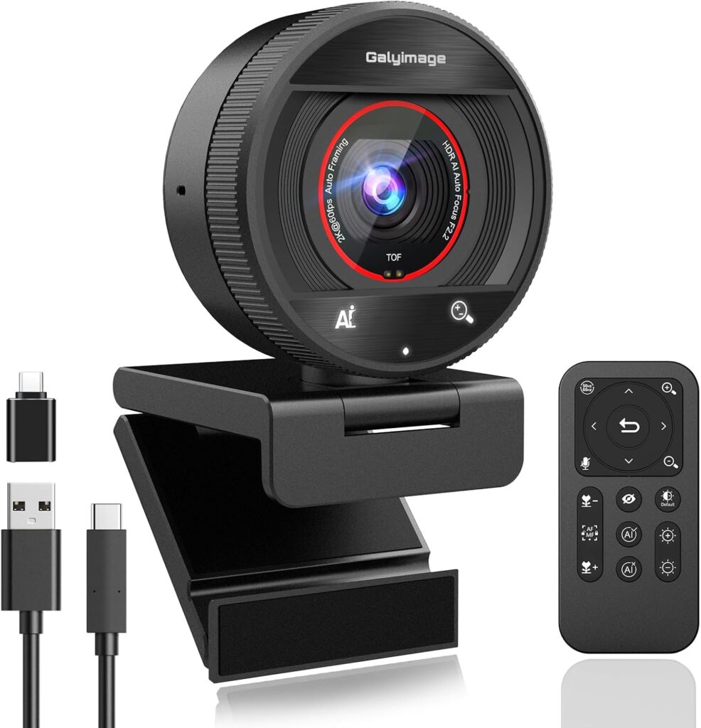 2K Webcam for pc with AI,Web Camera/8X Digital Zoom Computer Camera with USB 3.0/HDR/Dual Noise-Cancelling Mics,Zoom/Teams/Skype/Facetime/Meeting