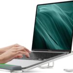 Clear Acrylic Laptop Stand for Desk, with Wrist Rest, Ergonomic Detachable Mount Compatible with 10-17” All Laptops Such as MacBook Air Pro/HP/Dell/Lenovo