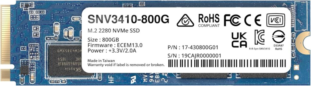Synology M.2 2280 NVMe SSD SNV3410 800GB