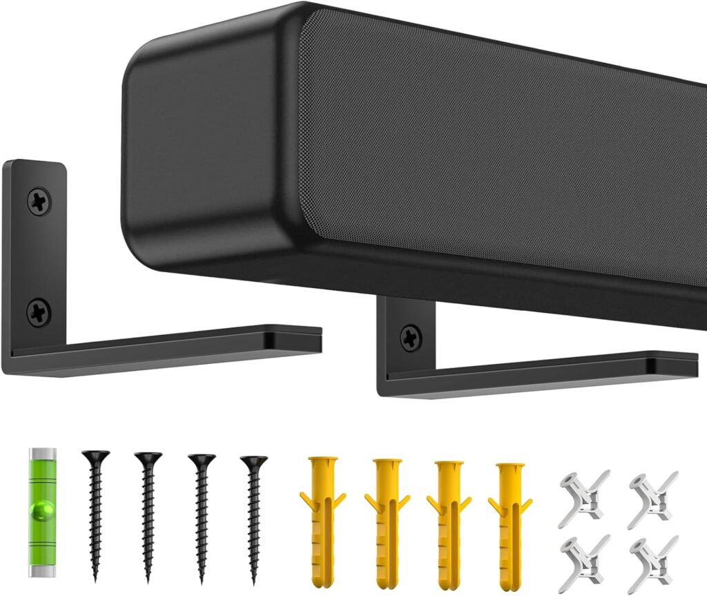 notiela Wide Soundbar Mounts Under TV for Samsung, Bose, Sony, Vizio, LG, Roku and More Soundbar Wall Mount Bracket for Dolby Atmos Sound Bar Shelf Up to 30LBs Easy to Install