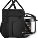 2 Compartments Pressure Cooker Travel Tote Bag, Top Zip Compartment and Pocket for 8 Quart Cooker Accessories, Insulated Travel Carrier with Easy to Clean Lining