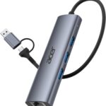 Acer USB to Ethernet Adapter, USBC Hub Ethernet 1Gbps with 3*USB 3.0, Aluminum Heat Dissipation, Driver Free, USB to Network Adapter for Windows 10, 8.1, Mac OS, Laptop, MacBook Pro, iPad, XPS, etc