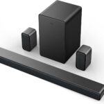 TCL 5.1ch Sound Bar with Wireless Subwoofer (Q6510, 2023 – Model), Dolby Audio, DTS Virtual:X, 430W, Built-in Center Channel Speaker, 2 Rear Surround Sound Speakers, Wall Mount / HDMI cable included