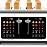 4 Slice Toaster Touch Screen, Stainless Steel Toasters Digital Timer, Dual Control Panel Toasters, 8 Shade Settings 6 Bread Types for Bagel, Cancel, Defrost 1650W Red