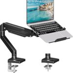 MOUNTUP Laptop Stand for Desk, 2-in-1 Monitor Mount with Laptop Tray Holds 2.2-22lbs, Adjustable Laptops Arm Mount for Max 17″ Notebook & 32″ Monitor, Laptops Desk Arm with Clamp/Grommet
