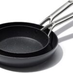 OXO Professional 8″ and 10″ Frying Pan Skillet Set, Hard Anodized Ceramic Nonstick Cookware PFAS-Free, Stainless Steel, Induction Suitable, Diamond Reinforced Coating, Dishwasher and Oven Safe, Black