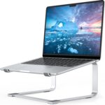 SOUNDANCE Laptop Stand for Desk, Metal Computer Riser, Heavy Stable PC Holder, Ergonomic Laptops Elevator for 12 to 17.3 Inches Notebook Computer, Silver