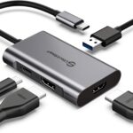 UtechSmart HDMI to USB C Adapter, 4-in-1 USB C Hub, Dual HDMI Adapter with 4K, USB C to USB Adapter for MacBook Pro Air, Dell, HP, Microsoft, Chromebook, Lenovo, iPhone 16 (100W PD USB 3.0)