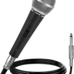 Pyle Professional Dynamic Vocal Microphone – Moving Coil Dynamic Cardioid Unidirectional Handheld Microphone with ON/OFF Switch Includes 15ft XLR Audio Cable to 1/4” Audio Connection – PDMIC59