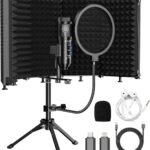 Upgraded Studio Recording Microphone with Isolation Shield & Pop Filter – Music Condenser Mic for Podcasting, Singing, Home Studio – Sound for PC, Laptop, Smartphone