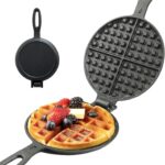 7 Inch Round Cast Iron Waffle Iron Easy Clean Two Piece Hinged Non Electric Waffle Maker For Commercial Breakfast Kitchens