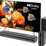 Hiwill 4.1ch Sound Bar with Dolby Atmos, 300W Sound Bar for Smart TV with Subwoofer, 2 Front Surround Speakers, Soundbar for TV Speaker, Adjustable Bass, Surround Sound System for TV, HiElite A41