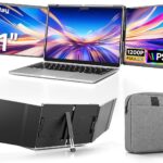 14.1″ Triple Portable Monitor | FHD 1920×1200 IPS Laptop Screen Extender | HDMI/Type-C/USB, Plug & Play | Fits 14″-17″ Laptops, Compatible with Mac/Windows/Chrome/Switch