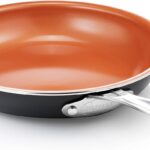 Gotham Steel 9.5 Inch Copper Non Stick Frying Pans, Ceramic Non Toxic Frying Pans Nonstick Skillet Made Without PFOA PFOS, Lightweight, Stay Cool Handle, Oven and Dishwasher Safe