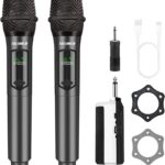 Wireless Microphone,Professional Dual Handheld Cordless Dynamic Mic System with Rechargeable Receiver(160 Ft),Karaoke Microphone Set for Singing,Karaoke,Wedding,DJ,Party,Speech,Church,K60-2