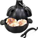 Cast Iron Garlic Roaster with Handle, Smoker Roaster, Garlic Cooker, Garlic Baker, Garlic Roasting Pot, Potato Baker, Mini Cocotte, Used in the Kitchen Oven or Outdoors on a BBQ Grill Stove