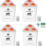 4 Rockville RockWedge LED RGBWA+UV Rechargeable Wireless DMX White Par Up-Lights