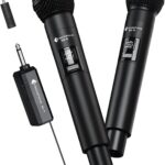 Wireless Microphone – Karaoke Microphone for Singing -Rechargeable Dual Dynamic Handheld Microphones with Receiver – 240ft Range Cordless Mic for Speaker, Mixer, Amplifier & Karaoke Machine
