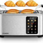 4 Slice Toaster Touch Screen Control, Long Extra Wide Slots Smart Bread Toaster, 6 Bread Types & 6 Shade Settings, Stainless Steel Toaster, with Removable Tray, Cancel/Defrost/Reheat Function, Sliver