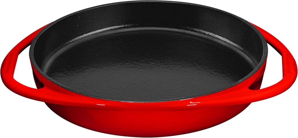 Bruntmor Red Enameled Round Cast Iron Baking Pan