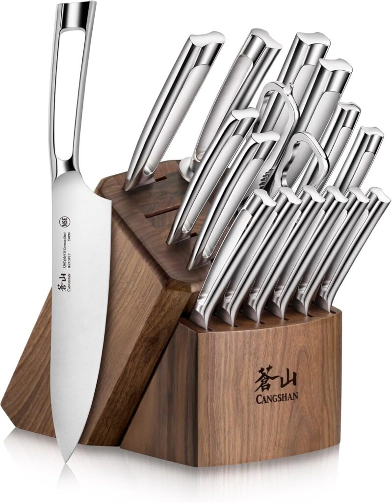 Cangshan N1 Series 1024784 German Steel Forged 17-Piece Knife Block Set, Walnut