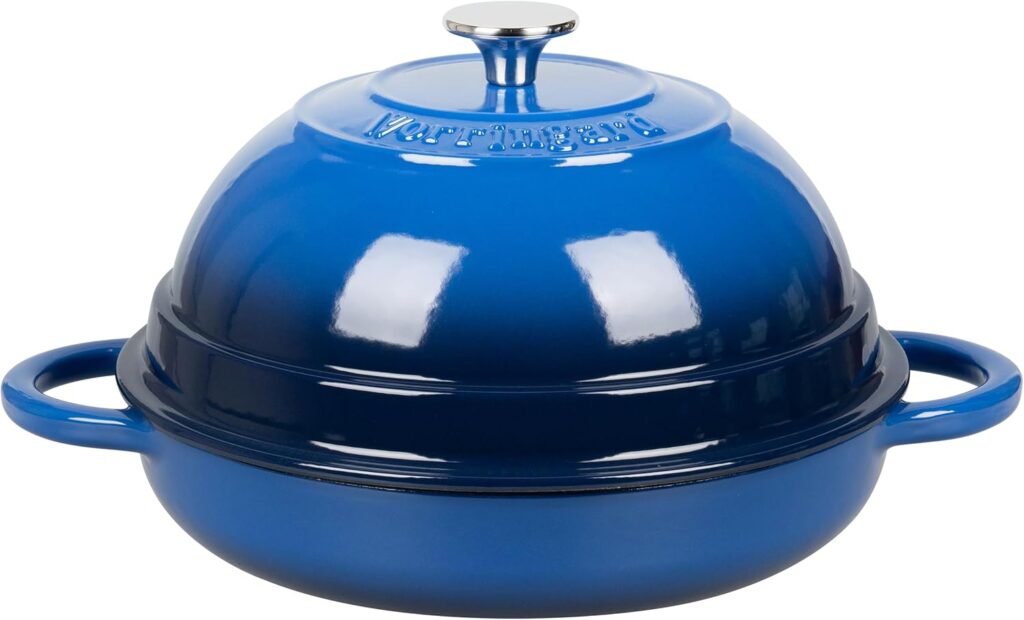 Cast Iron Enameled Dutch Oven Pot with Lid for Bread Baking, Bread Oven, 6 Quart, Blue