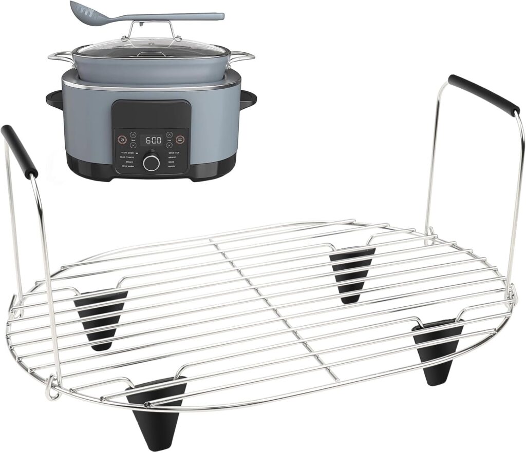 BYKITCHEN Roast and Steamer Rack Compatible with Ninja Foodi Possible Cooker Pro 8.5 Quart MC1000, MC1001, MC1010 Slow Cooker Crock, Ninja Possible Cooker Pro Accessories with Silicone Feet & Handles