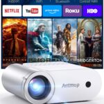 Mini Projector With WiFi and Bluetooth, 400 ANSI Outdoor Projectors 1080P for iPhone, Home Theater Projector 4K Support for Bedroom, 200” Wireless WiFi Projector for Smartphone/HDMI/USB/TV Stick