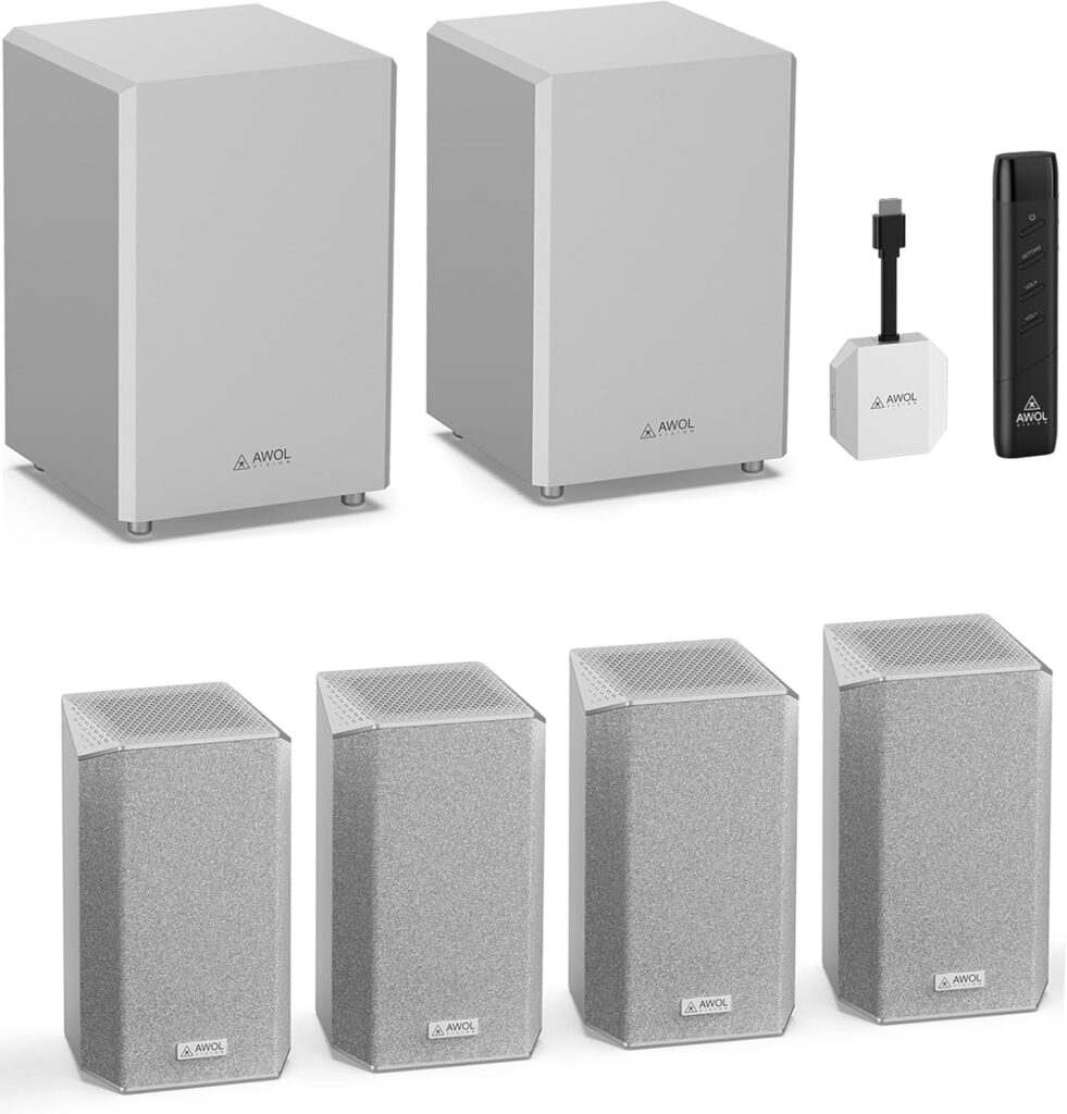 AWOL VISION ThunderBeat 4.2.2 All-Wireless Home Theater Sound System, Surround Sound System with Dual 120W Subwoofers and Upward Firing Speakers, Dolby Atmos DTS Support
