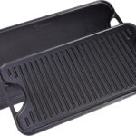 Victoria Rectangular Cast Iron Griddle. Double Burner Griddle, Reversible Griddle Grill, 18.5 x 10 Inch, Seasoned with 100% Kosher Certified Non-GMO Flaxseed Oil