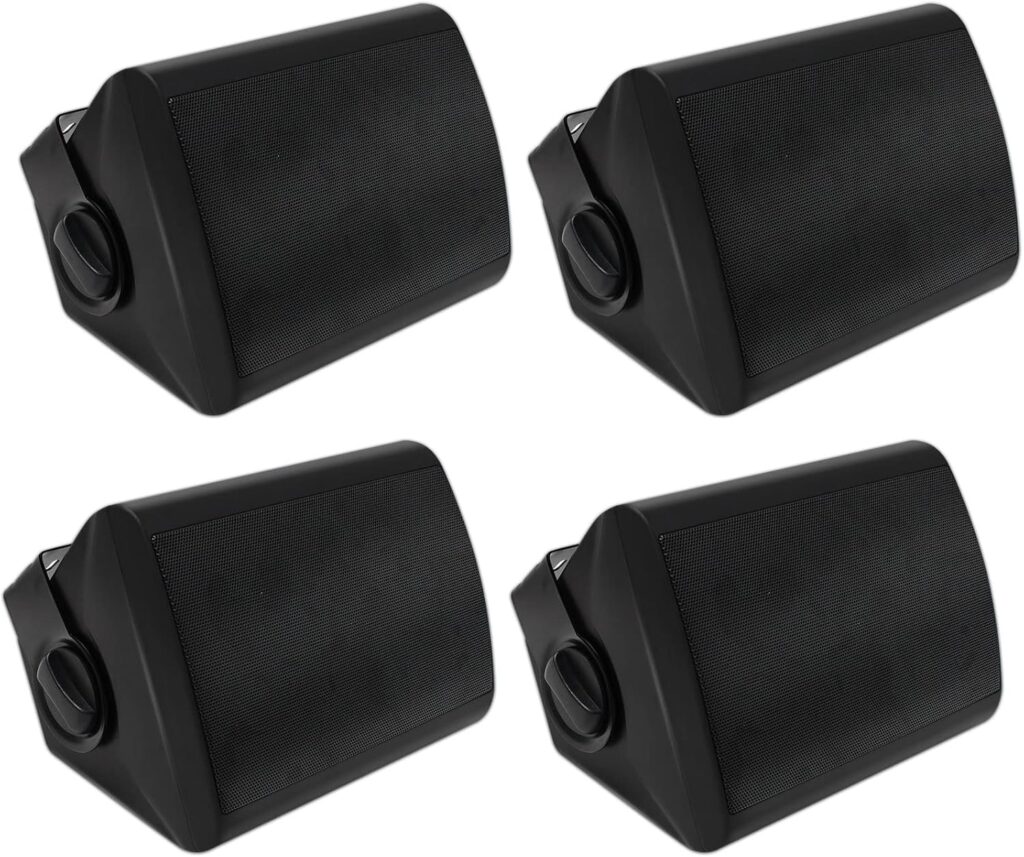 Herdio 5.25 Inches 600 Watts Passive Indoor Outdoor Speakers Wired Waterproof,Wall Mount Speakers with Loud Volume Suitable for Patio,Garden Home Theater,Black (2 Pairs)