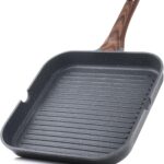SENSARTE Nonstick Grill Pan for Stove Tops, Versatile Griddle with Pour Spouts, Square Big Cooking Surface, Durable Skillet Indoor & Outdoor Grilling. PFOA Free, 9.5 Inch