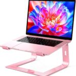 Urmust Laptop Stand for Desk Aluminum Computer Stand Riser Holder for Laptop Compatible with MacBook Air Pro, Dell, HP, Lenovo Samsung, Alienware All Laptops 11-15.6″(Rose Gold)